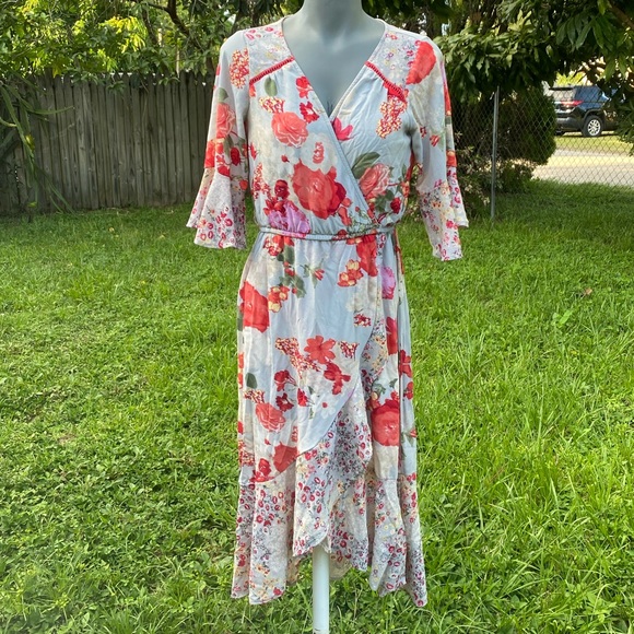 Fig Flower 34 Length Sleeve Maxi Dress 